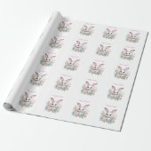 Happy Oaster Floral Ostern Bunny Rabbit Geschenkpapier (Ungerollt)