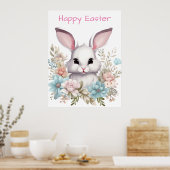 Happy Oaster Floral Ostern Bunny Rabbit Poster (Küche)