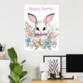 Happy Oaster Floral Ostern Bunny Rabbit Poster (Heimbüro)