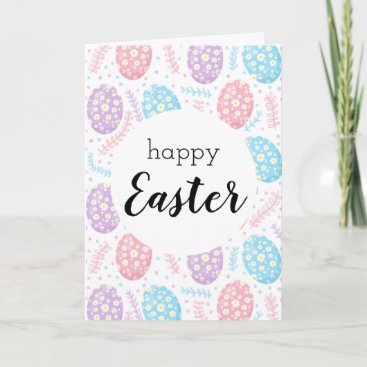 Happy Oaster Floral Pastel Ostereier Karte (Vorderseite)