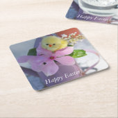 Happy Oaster Floral Spring Chicken Rechteckiger Pappuntersetzer (angewinkelt)
