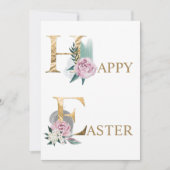 Happy Oaster Floral Watercolor Card (Vorderseite)