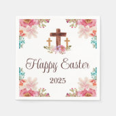 Happy Oaster Floral Watercolor Religious Cross Serviette (Vorderseite)
