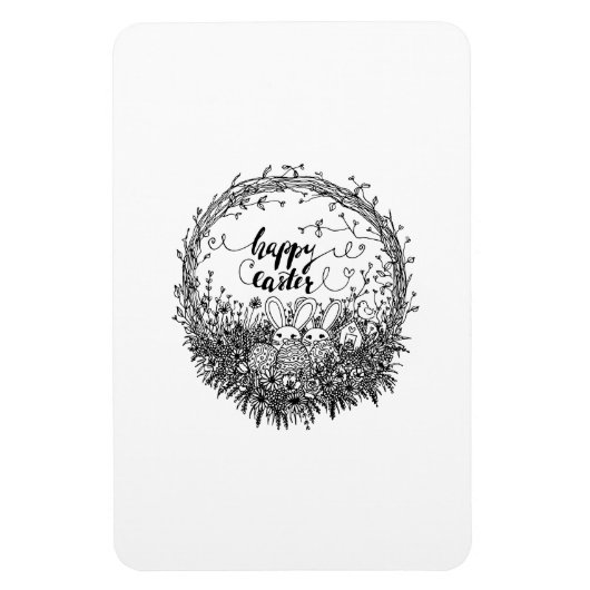 Happy Oaster Floral Wreath Art Magnet (Vertikal)