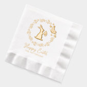 Happy Oaster Floral Wreath Bunny Butterflies Name Servietten Mit Folie (Links)