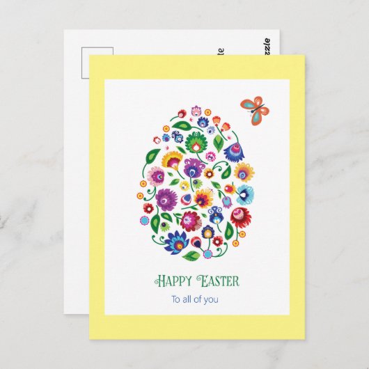 Happy Oaster (folk) Gelbe Postkarte (Vorne/Hinten)