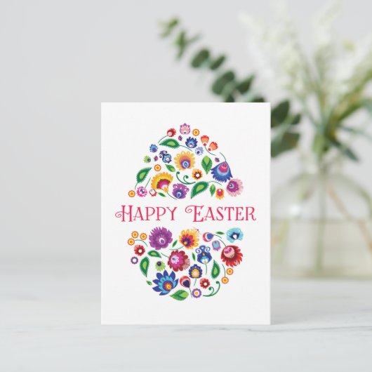 Happy Oaster (folklore) anpassbare Karte weiß (Stehend Vorderseite)