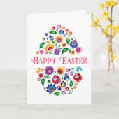 Happy Oaster - folklore inspirierte Karte, weiß Karte (Gelbe Blume)