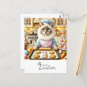 Happy Oaster for Cat Lovers in Bäckerei Postkarte