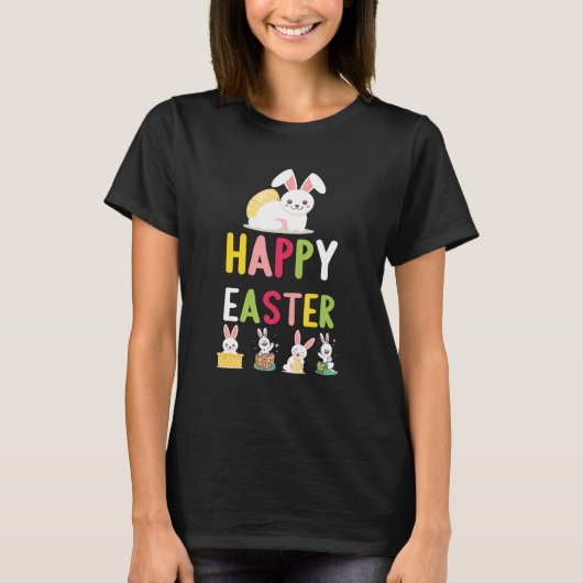 Happy Oaster for Man Women Youth with Niedlich Bun T-Shirt (Vorderseite)
