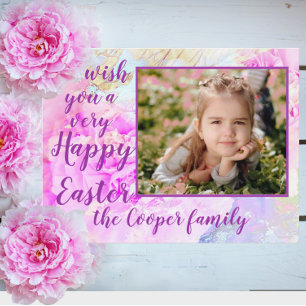 Happy Oaster Foto Frame Peony Blume Postkarte