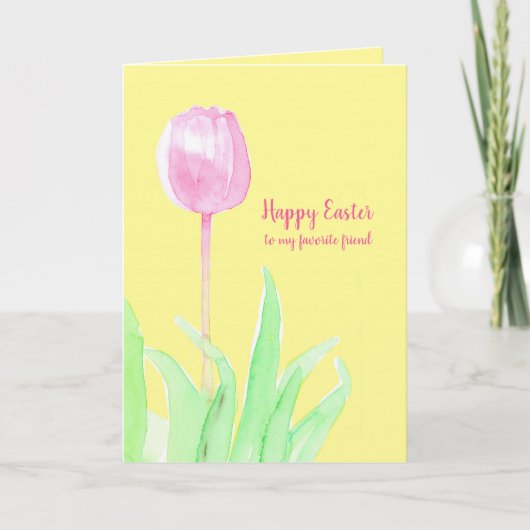 Happy Oaster Friend Pink Tulip Blume Karte (Vorderseite)