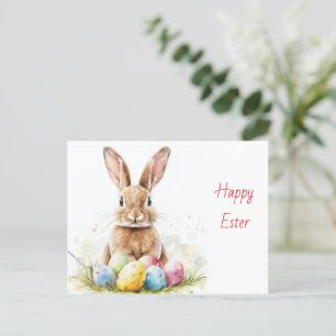 Happy Oaster - Funny Bunny mit Egg Delight Feiertagspostkarte