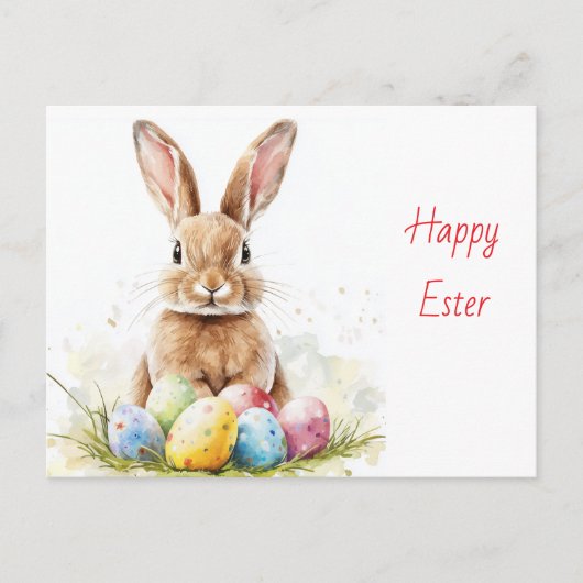 Happy Oaster - Funny Bunny mit Egg Delight Postkarte (Vorderseite)