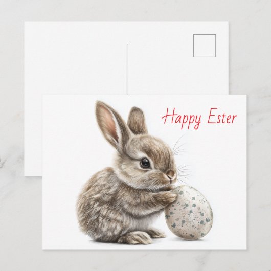 Happy Oaster - Funny Bunny mit Egg Delight Postkarte (Vorne/Hinten)