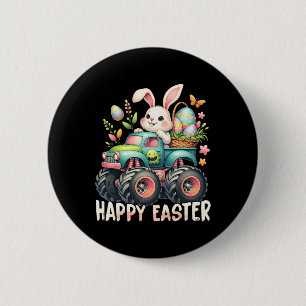 Happy Oaster Funny Construction Trucks Kids Bunny Button
