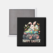 Happy Oaster Funny Construction Trucks Kids Bunny Magnet (Vorderseite/Rückseite)