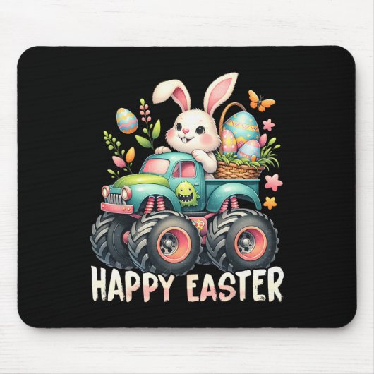 Happy Oaster Funny Construction Trucks Kids Bunny Mousepad (Vorne)