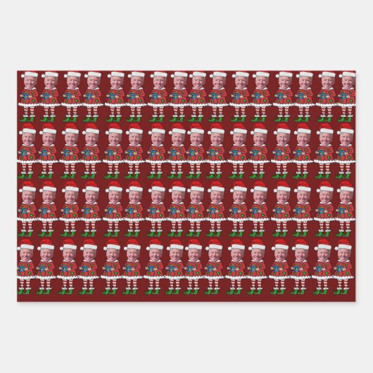 Happy Oaster Funny Joe Biden Elf Weihnachten Geschenkpapier Set (Vorderseite 3)