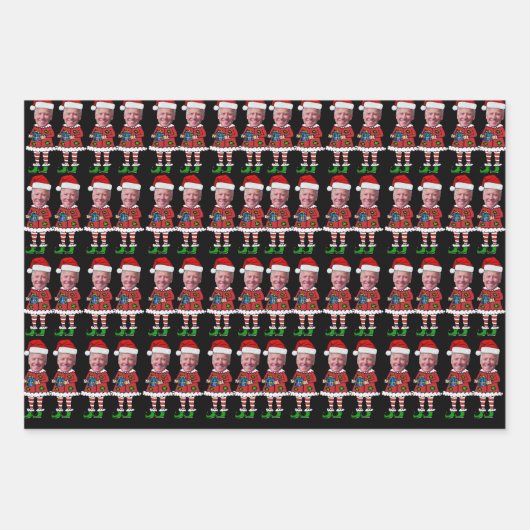 Happy Oaster Funny Joe Biden Elf Weihnachten Geschenkpapier Set (Vorderseite 2)