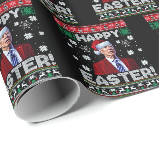 Happy Oaster Funny Joe Biden Weihnachten Geschenkpapier (Rolleneckpunkt)
