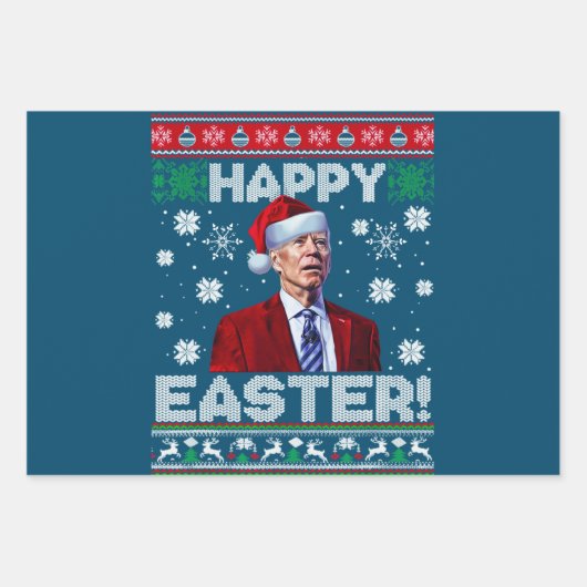 Happy Oaster Funny Joe Biden Weihnachten Geschenkpapier Set (Vorderseite 3)