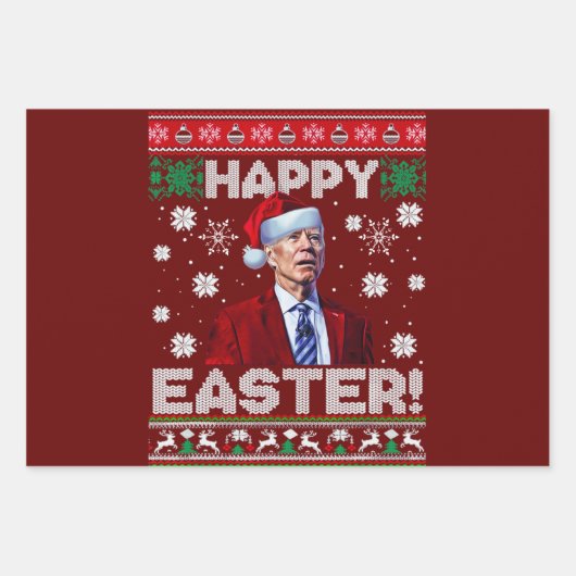 Happy Oaster Funny Joe Biden Weihnachten Geschenkpapier Set (Vorderseite 2)