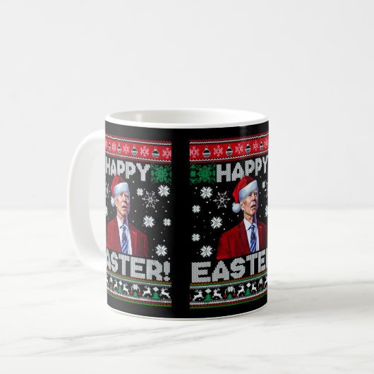Happy Oaster Funny Joe Biden Weihnachten Kaffeetasse (Vorderseite Links)