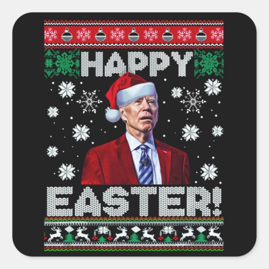 Happy Oaster Funny Joe Biden Weihnachten Quadratischer Aufkleber (Vorderseite)
