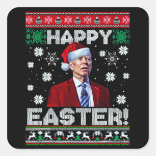 Happy Oaster Funny Joe Biden Weihnachten Quadratischer Aufkleber