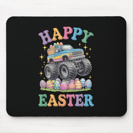 Happy Oaster Funny Monster Truck Crush Eggs Mousepad (Vorne)