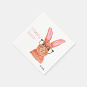 Happy Oaster Funny Pink Bunny Paper Napkin Serviette (Ecke)