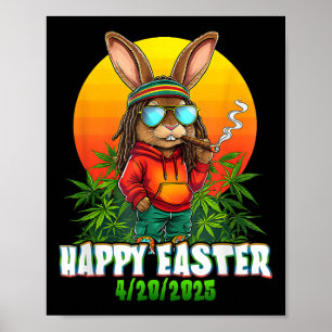 Happy Oaster Funny Smoking Osterfeier Bunny Funny  Poster
