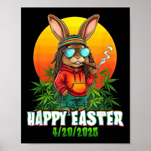 Happy Oaster Funny Smoking Osterfeier Bunny Funny Poster (Vorne)