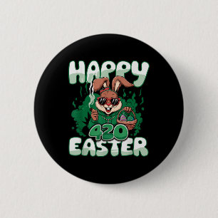 Happy Oaster Funny Smoking Osterfeier Bunny Men Da Button