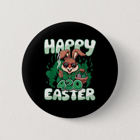 Happy Oaster Funny Smoking Osterfeier Bunny Men Da Button (Vorderseite)