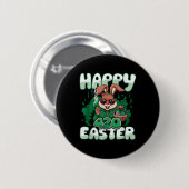 Happy Oaster Funny Smoking Osterfeier Bunny Men Da Button (Vorne & Hinten)