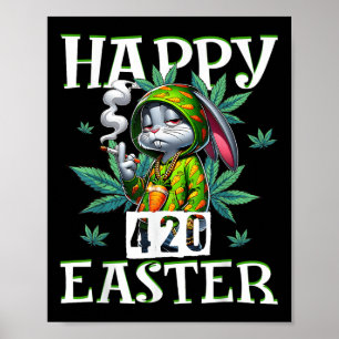Happy Oaster Funny Smoking Osterfeier Bunny Men Da Poster