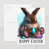 Happy Oaster Furry Bunny und Eier Postkarte (Vorne/Hinten)