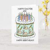 Happy Oaster Geburtstag Niedlicher Kuchen und Kerz Karte (Gelbe Blume)