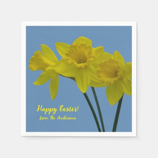 "Happy Oaster" Gelbe Affodils Napkins Serviette (Vorderseite)