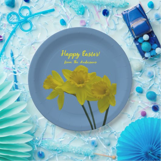 "Happy Oaster" Gelbe Daffodien Papiere Teller (Party)