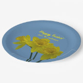 "Happy Oaster" Gelbe Daffodien Papiere Teller (Schrägansicht)