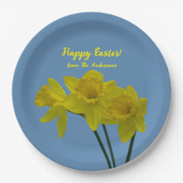 "Happy Oaster" Gelbe Daffodien Papiere Teller