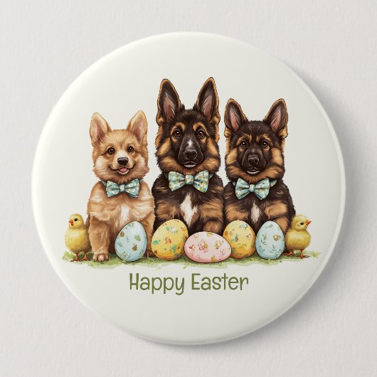 Happy Oaster German Shepherd Hogs Button (Vorderseite)
