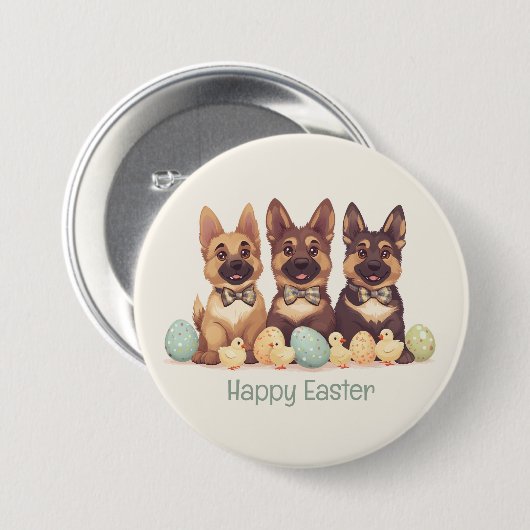 Happy Oaster German Shepherd Hogs Button (Vorne & Hinten)
