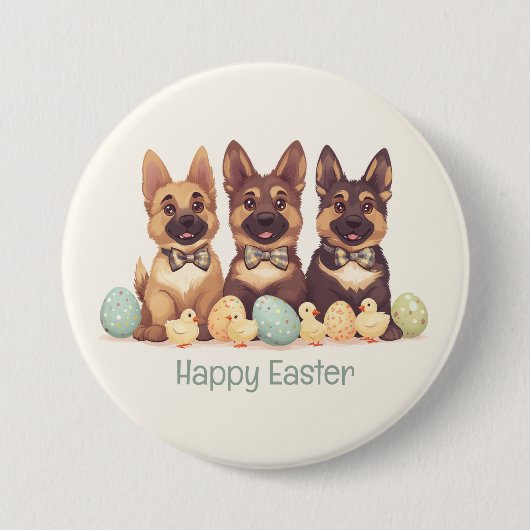 Happy Oaster German Shepherd Hogs Button (Vorderseite)