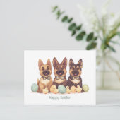 Happy Oaster German Shepherd Hogs Feiertagspostkarte (Stehend Vorderseite)