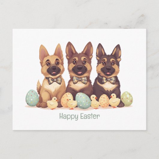 Happy Oaster German Shepherd Hogs Feiertagspostkarte (Vorderseite)