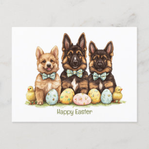 Happy Oaster German Shepherd Hogs Feiertagspostkarte
